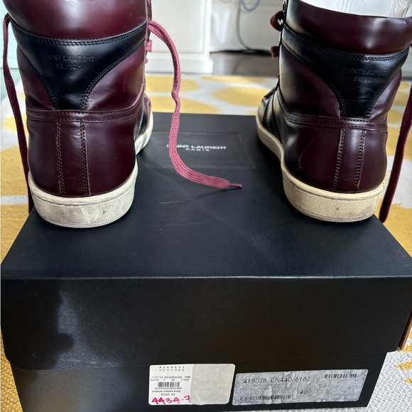 Saint Laurent SL10H black/maroon high top sneakers size 40 US7 - Picture 3 of 6